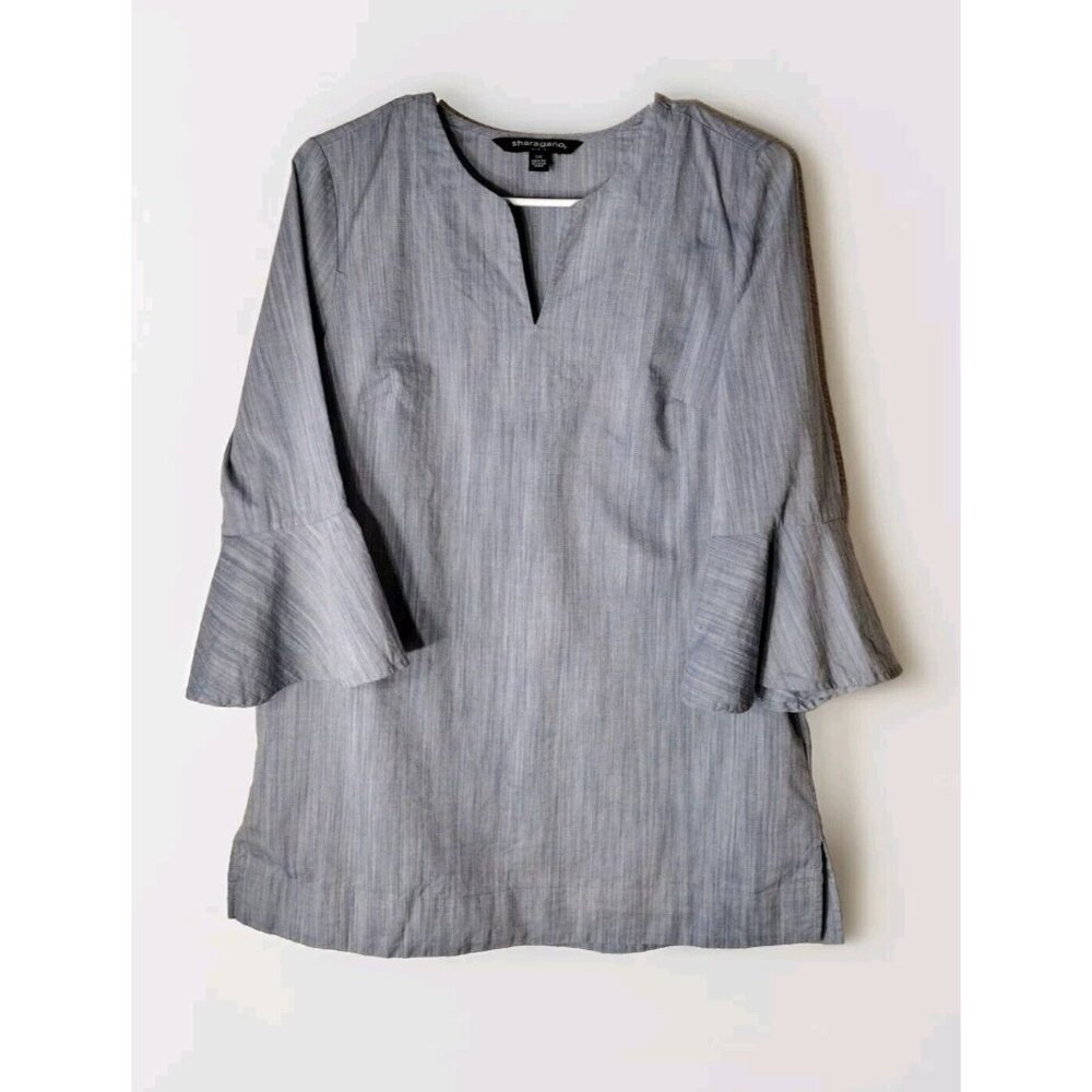 Sharagano Top Small Tunic Bell Sleeve Vneck